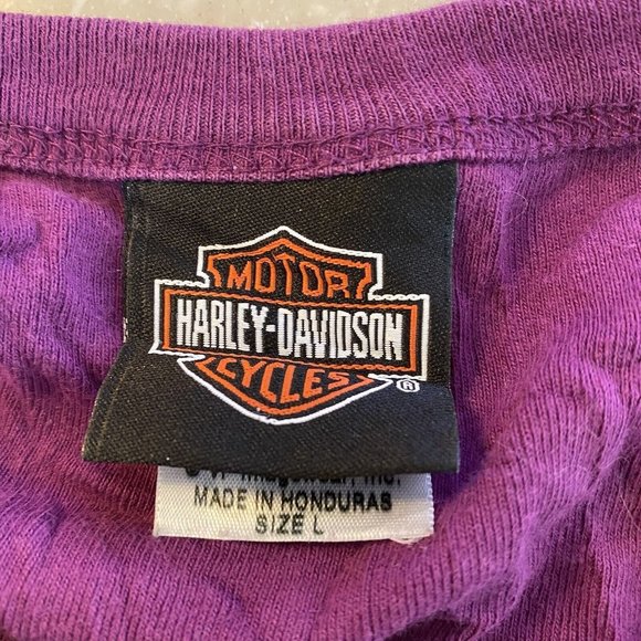 GUC Vintage 00s HARLEY-DAVIDSON Girls Size L Long Sleeve Shirt Top Purple - Picture 4 of 5